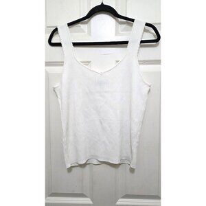 NWT Mohito Women's White Ribbed Knit Sleeveless Tank Top With V-Neckline Size L